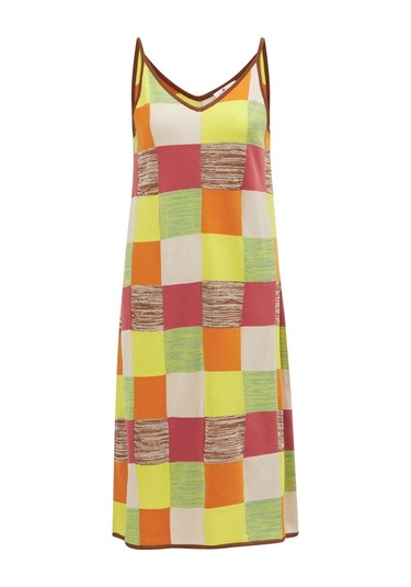 Peraluna Bonjo Dress Askılı Yazlık Kadın Triko Elbise Çok Renkli Çok Renkli