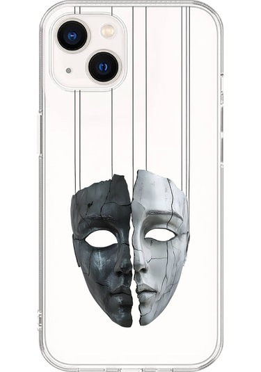 Apple Uyumlu iPhone 13 Şeffaf Kılıf Estetik Yüz 8 Tasarımlı