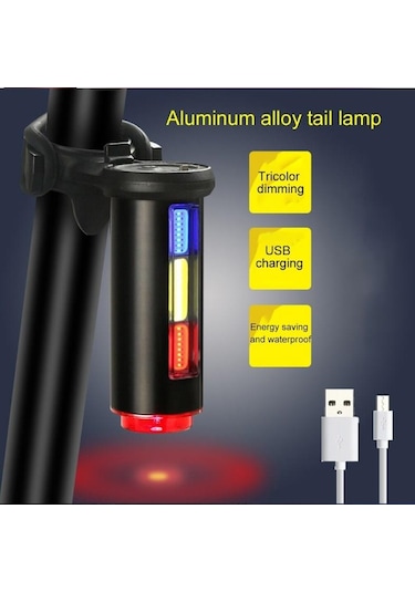 Forte GT Bisiklet USB şarj edilebilir 360 derece LED uyarı Arka ışığı Xbyc 6162 Siyah