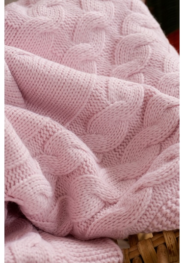 Toffy Toz Pembe Örgü Bebek Battaniyesi 100x100 Pembe