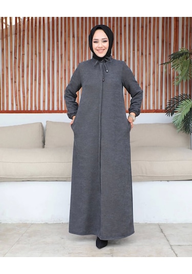 Şönil Kumaş Kışlık Comfort Ferace - Gri / F0506 Gri