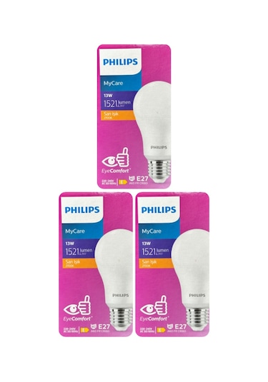 3 Adet Philips 13w Sarı Işık E27 Duylu Kalın Duy Led Ampul