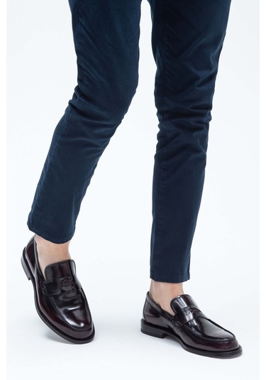 Tamer Tanca Erkek Hakiki Deri Bordo Makosen Ayakkabı 183 11611 Erk Ayk Y23 Bordo