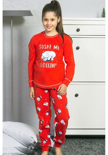 Vienetta Kız Çocuk O Yaka Manşetli Pijama Takım 5260,3-7 Yaş