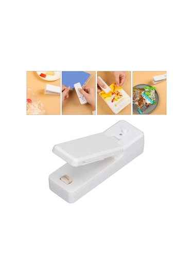 Tenfowee Ev Ve Seyahat İçin Usb Şarjlı Manyetik Mini Poşet Kapama Makinesi - Yemekleri Taze Tutan Kesici Ve Kapatici, Beyaz Beyaz