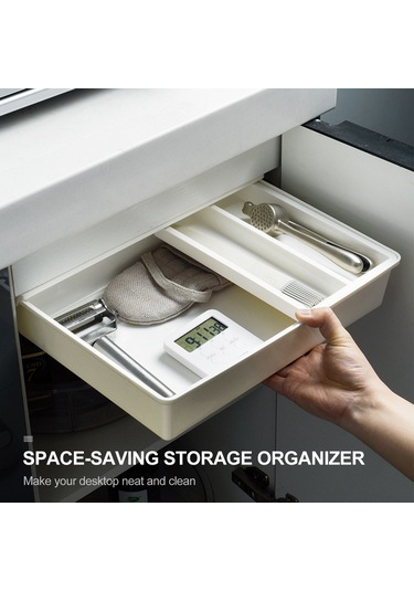 Springsun Pratik Çekmeceli Düzenleyici - Ofis, Mutfak Ve Okul İçin Yapışkanlı Saklama Organizatörü Beyaz