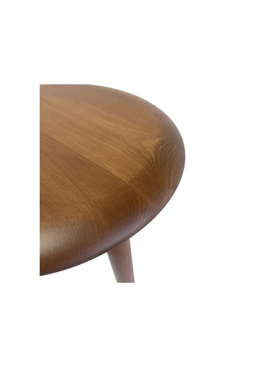 Mezmob Masif Kayın Tabure Sehpa Üç Ayaklı Yuvarlak Ceviz