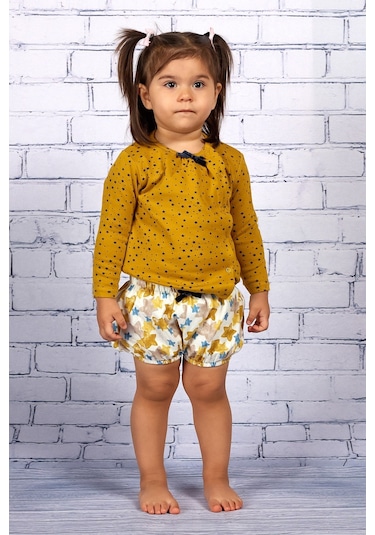 Kız Bebek Bluz Ve Şortlu Takım 6-24ay Sari