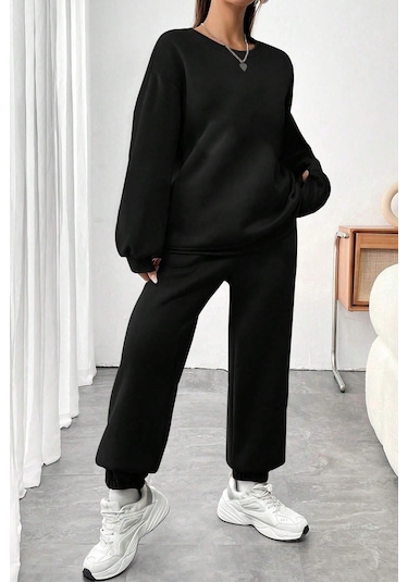Uyguntarz Unisex 1898 Baskılı Bisiklet Yaka Eşofman Takımı Siyah