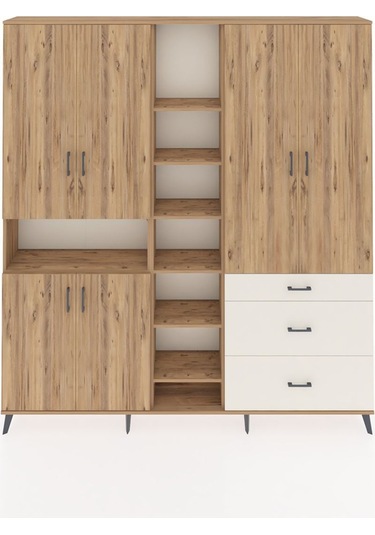 Arges Dolap 13 Raflı 3 Çekmeceli 6 Kapaklı 220x30x243 Çam-çam/aytaşı Atlas Çam/aytası
