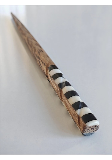 Geometrik Kontrastlı Sedef Ve Bambu Saç Çubuğu Çok Renkli