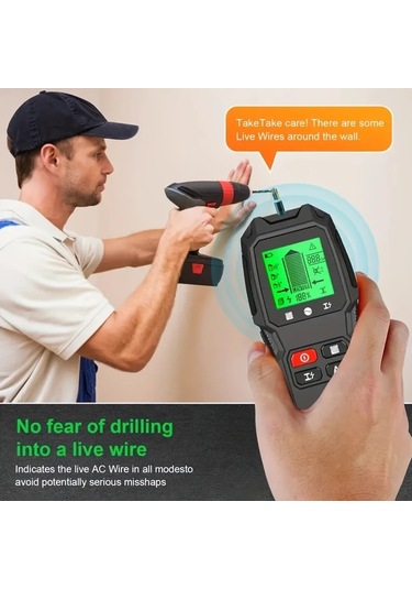 Xuweiwei Hw-qb6 Turuncu 5li Duvar Tarayici Civi Bulucu Metal Ac Tel Dedektoru Lcd Ekranli Ahsap Metal Canli Tel Tespiti Kompakt Tasarim