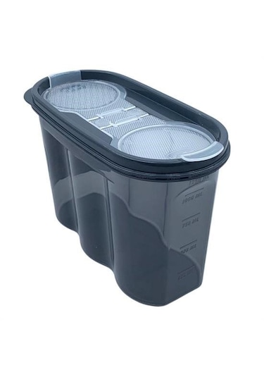 2 Kapaklı Ölçekli Erzak Saklama Kabı - 1,2 Litre Şeffaf