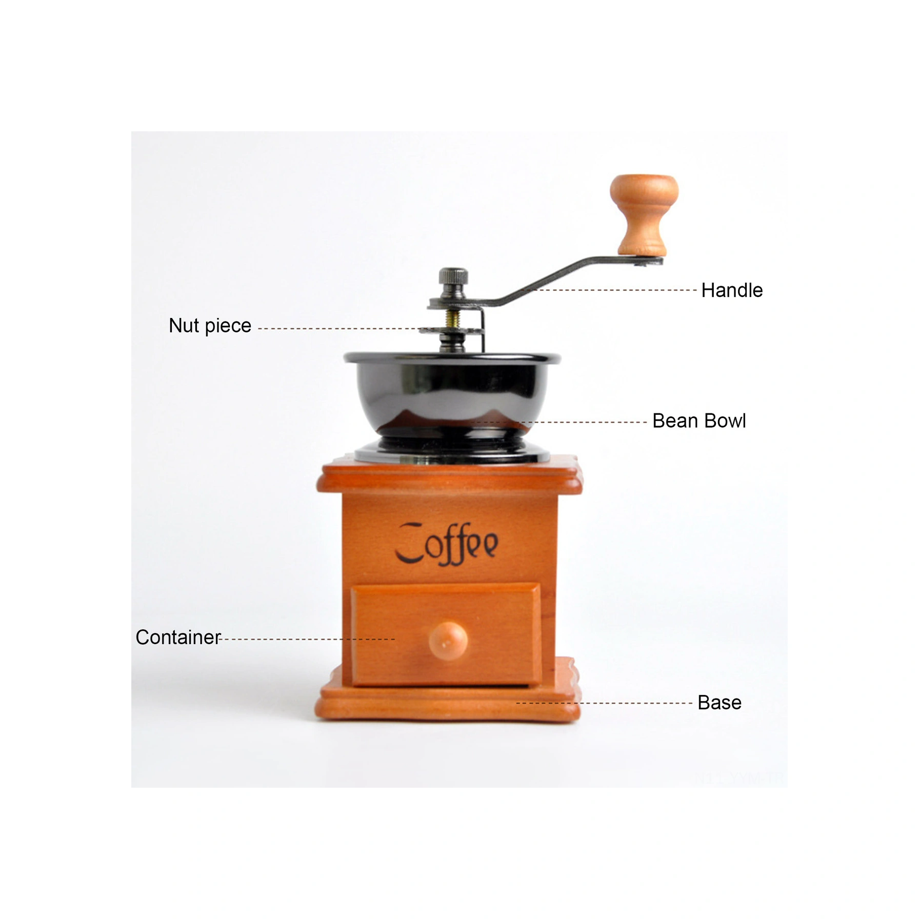 Geeksen Evde Kullanıma İdeal Ahşap + Paslanmaz Çelik Manuel Kahve Fincanı, Uygun Boyutlu Hafif Değirmen Çok Renkli