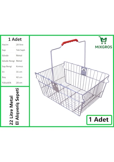 Tel Market Alışveriş El Sepeti 20 Litre 1 Adet Metal