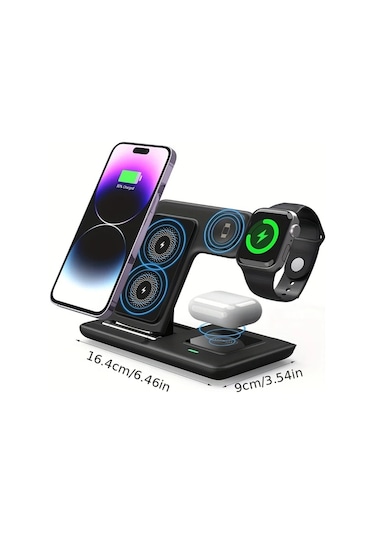 Motion003 Beyaz Katlanabilir Kablosuz Hizli Sarj Istasyonu İphone Uyumlu 16 15 14 13 12 Pro Max Watch 8 7 6 Samsung Galaxy Uyumlu 5 4 3 Xiaomi