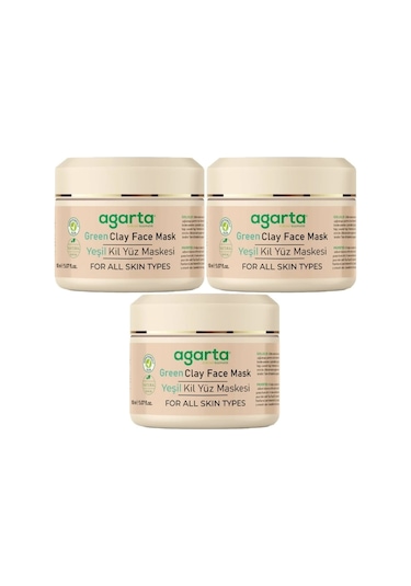 Agarta Doğal Yeşil Kil Yüz Maskesi 150ml 3 Lü Set