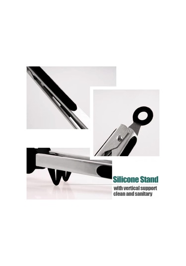 Kangvka 3'lü Yeşil Silikon Uçlu 23cm Çelik Mutfak Kancası - Barbekü, Makarna, Salata İçin Çok Renkli