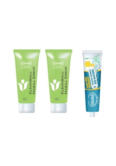 Ersağ Cleanball Masaj Kremi 2 x 200 ML + Aloe Vera Propolis Diş Macunu 100 ML