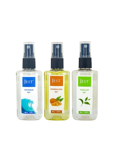 ﻿Jest 80 Derece Mandalina + Okyanus + Yeşil Çay Kolonyası 3 x 70 ML