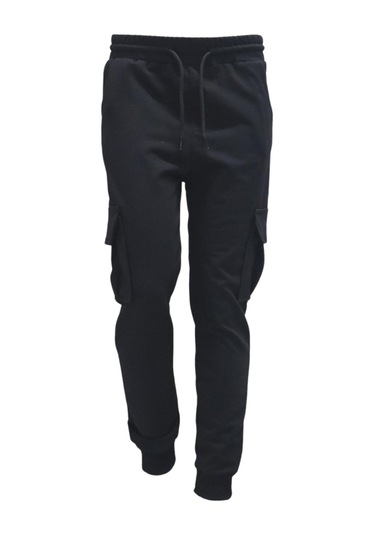 Erkek Çocuk Basic Kargo Cepli Jogger Paça Okul Eşofman Altı Ak2322-1 Siyah