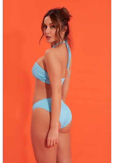 Loya Kadın Mavi Fitilli Straplez Tek Üst Bikini