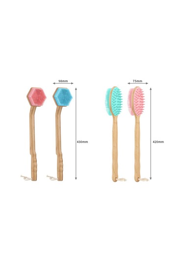 Suntek Duş Fırçası Bambu Sırt Scrubber 42cmx7.5cm-kırmızı