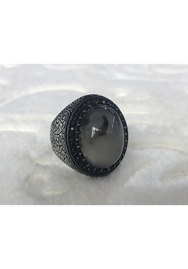 Yemen Akiği Taşlı 925 Ayar Erkek Gümüş Yüzük