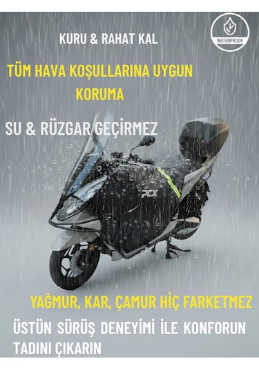 Motosiklet Premium Diz Örtüsü Honda Pcx Uyumlu Su Ve Rüzgar Geçirmez Kışlık Koruma Siyah