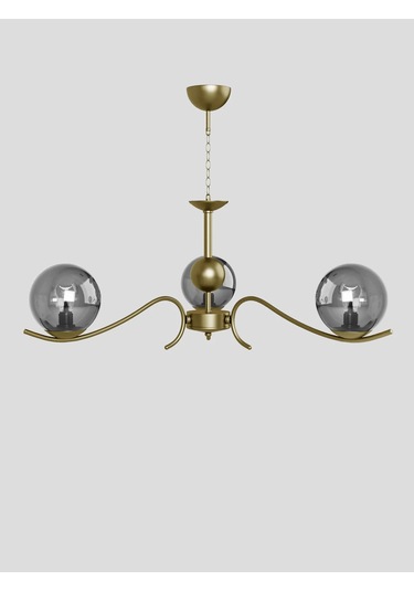 Merla 3'lü Eskitme Füme Camlı Avize Modern Salon Sarkıt Aydınla 1 Adet