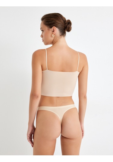 Koton Vücudu Saran Nefes Alan Kumaş Dikişsiz Askılı Kaplı Dolgusuz Yarım Atlet Ten Rengi 5wlk10136mk Ten Rengi