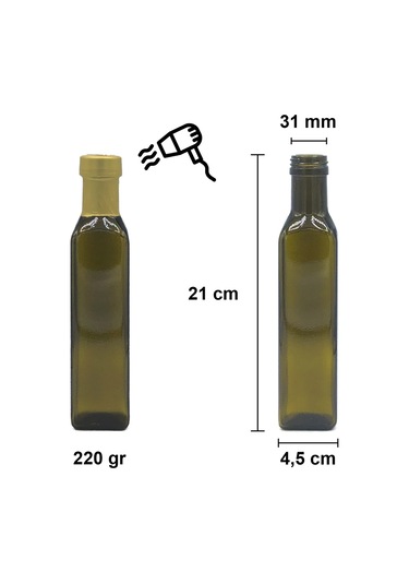 Afracam Maraska Yeşil 250 ML Cam Şişe Kapak Kapüşon 45 Adet