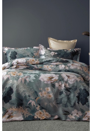 Katie 300 Tc 120 Tel Dijital Pamuk Saten Nevresim Takımı Çift Kişilik Çok Renkli