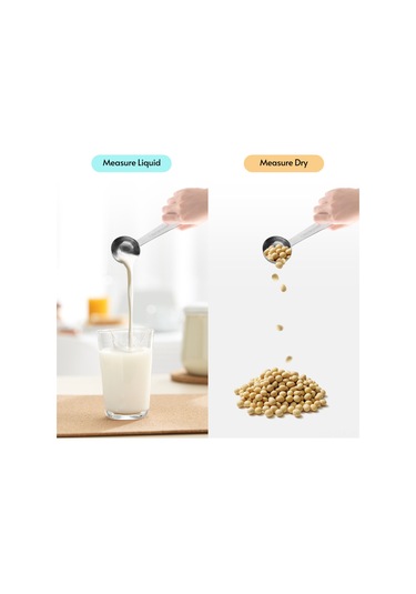 Xindoker Pratik Mutfak Ölçü Kaşığı Seti: 6 Parça Paslanmaz Çelik, Kuru-sıvı Malzeme Ölçümü, Pastane Ve Pişirme İçin Gümüş