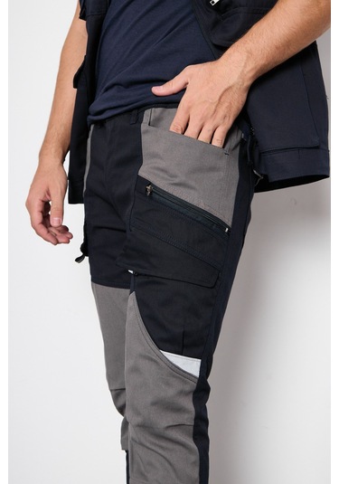 Orange Safety Lacivert Takım Mısır Harman Karışımı Yelek + Panto 001