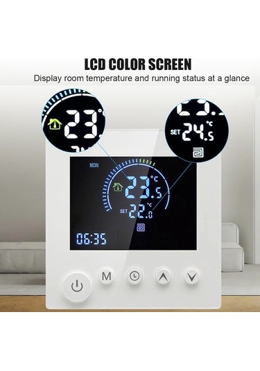 Flybuy Programlanabilir Akıllı Duvar Termostatı, Ntc Sensör, Dokunmatik Lcd Ekran, Wifi Ve Normal Modlar
