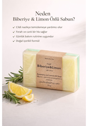 Limon & Biberiye Yağlı Cilt Bakım Sabunu- 120 Gr Limon