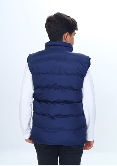 Toontoy Erkek Çocuk Su İtici Dik Yaka Fermuarlı Cepli Şişme Yelek Lacivert