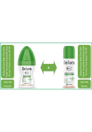 Defans Protect Yüz ve Cilt İçin Bitki Özlü Sinek Kovucu Vücut Spreyi + Vücut Losyon 100 ML
