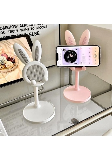 Masaüstü Telefon Tutucu Ped Sünger Ayarlanabilir Yükseklik Çok İşlevli Yerden Tasarruf Sağlayan Kompakt Telefon Tutucu Pembe
