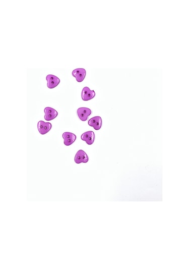10 Adet 12 Mm Kalp Düğme Mor