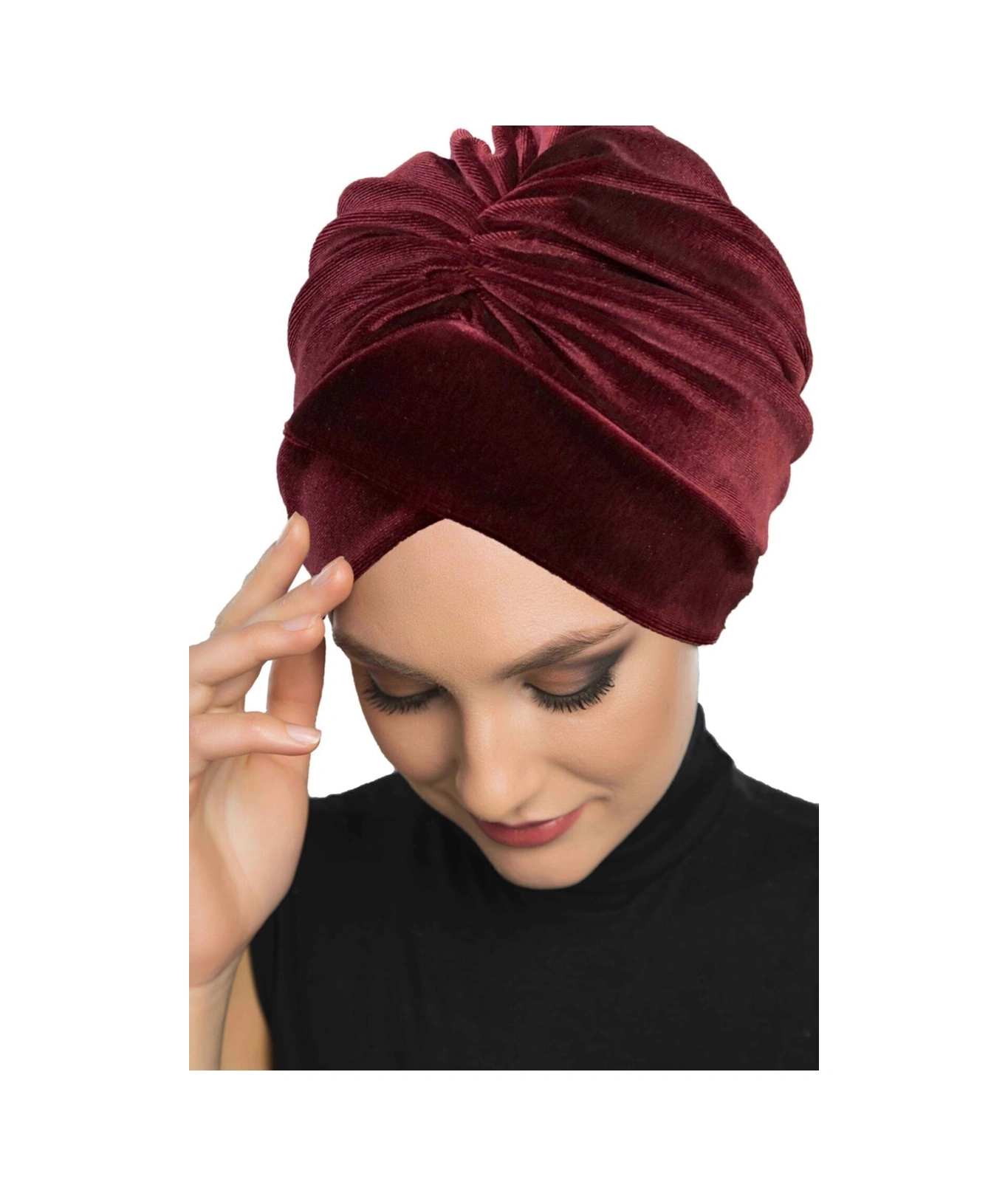 Kadife Kardelen Astarlı Bordo Hazır Türban Tesettür Bone Bordo