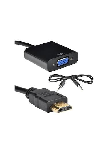 Hdmı To Vga + Ses Kablolu Çevirici Projeksiyon Uyumlu Sesli Kablo
