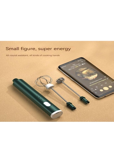 Aubyhe Yongtai Şarjlı Elektrikli Süt Köpükleyici, Kahve Ve Yumurta Karıştırıcı, 304 Çelik, Yeşil Renk Yeşil