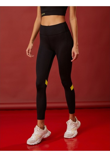Koton Yüksek Bel Spor Tayt Şerit Detaylı Siyah 3wak40099nk 3wak40099nk999 Siyah SiYAH