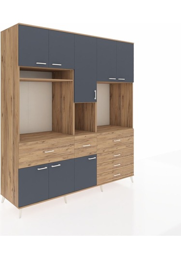 Kronos Dolap 10 Raflı 6 Çekmeceli 8 Kapaklı 220x59x243 Çam-antrasit/çam Antrasıt/atlas Çam Kronos Dolap 10 Raflı 6 Çekmeceli 8 Kapaklı 220x59x243 Çam-antrasit/çam Antrasıt/atlas Çam