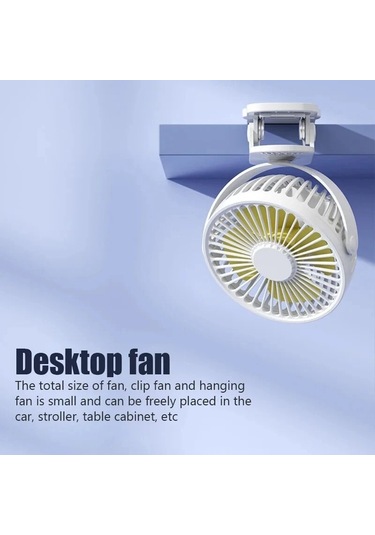 Mini Taşınabilir Klipsli Fan, Usb Şarj, Sessiz, Elektrikli Mavi,