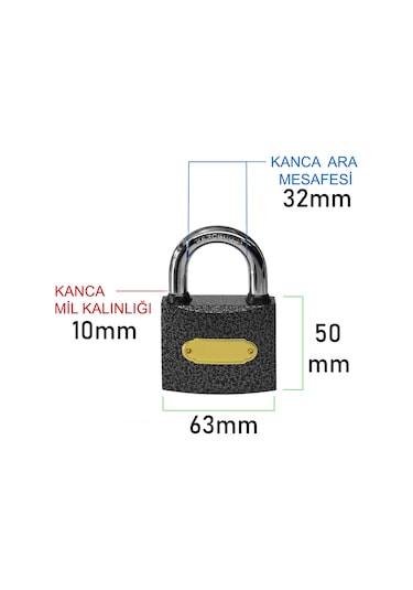 63 Mm Asma Kilit Yağmur Contalı Ekstra Güvenli Çift Damak Kilitleme Özelliği Kapı Kilidi