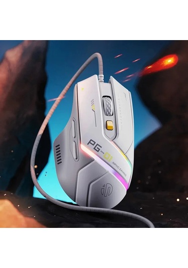 Inphic Pg1 Rgb Işık Yayan Bilgisayar Oyun Kablolu Faresi Beyaz Diğer