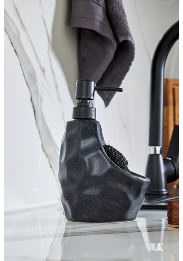 Cooker 180 Ml Seramik Süngerlikli Sıvı Sabunluk Ckr3558 Siyah